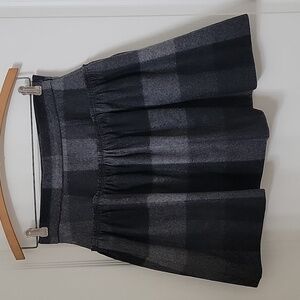 Adam Lippes Size 4 Wool Plaid / Check Print Pleated Ruffled Side Zip Skirt, EUC